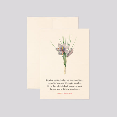1 Corinthians 15:58 Stand Firm Bible verse floral greeting card