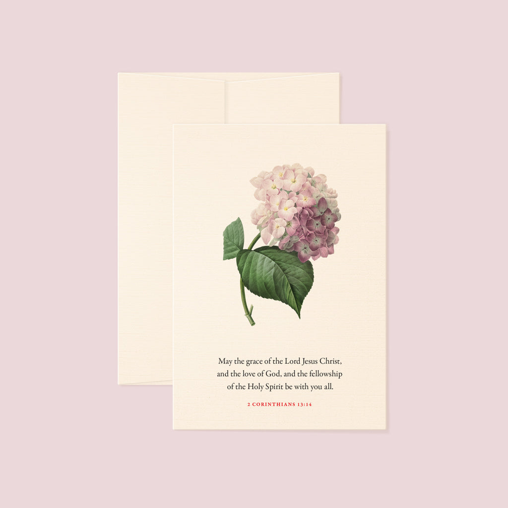 2 Corinthians 13:14 Grace, Love and Fellowship Bible verse floral greeting card