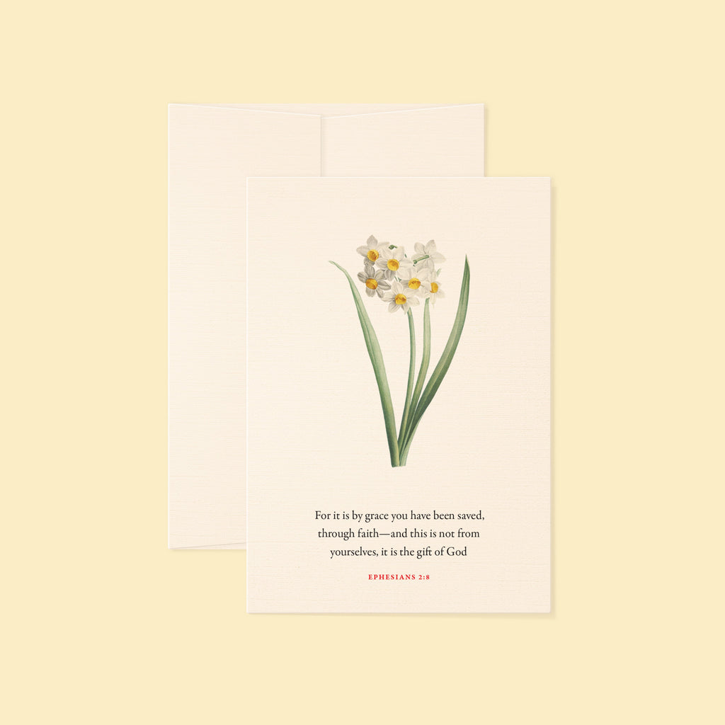 Ephesians 2:8 Saved by Grace Bible verse floral greeting card