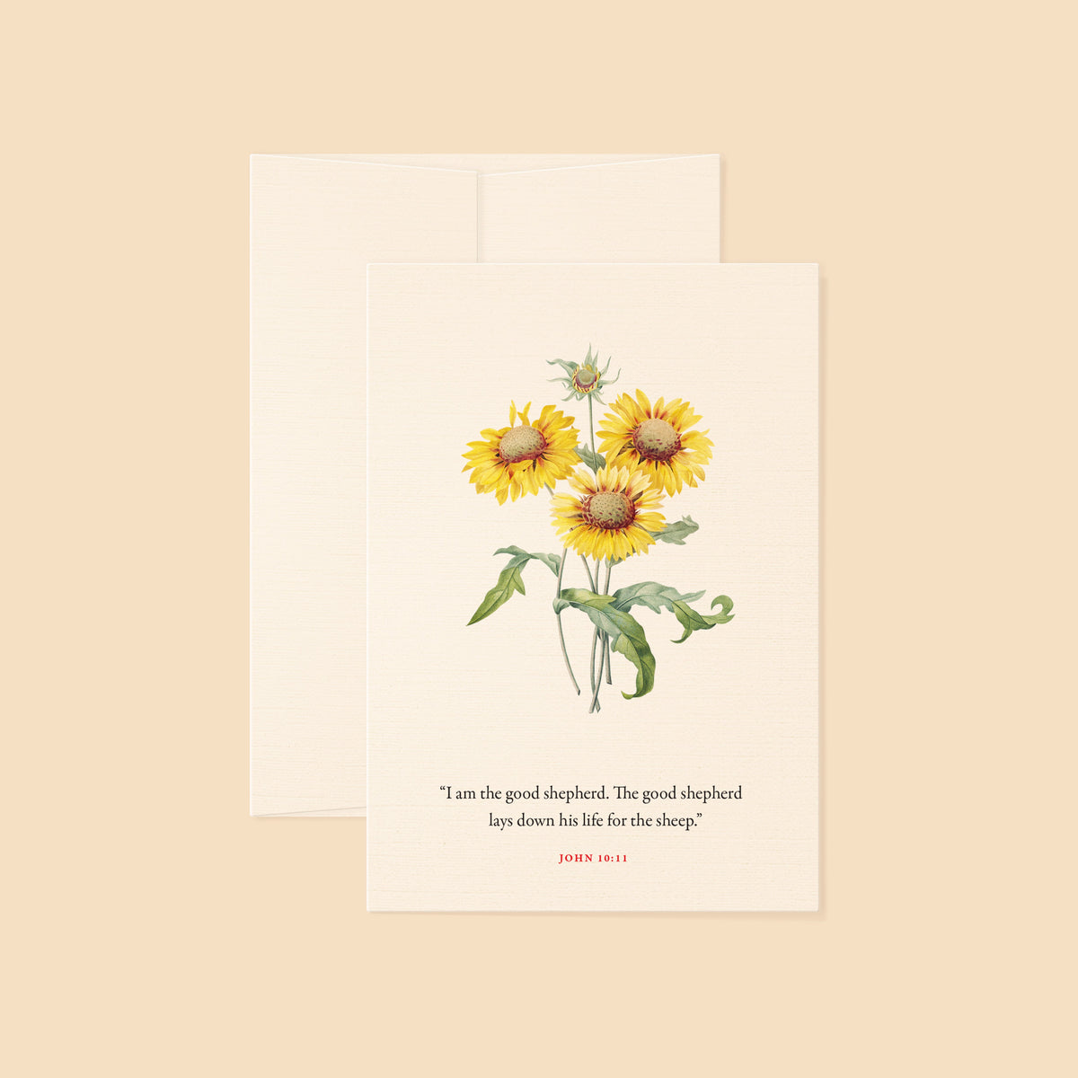 John 10:11 The Good Shepherd Bible verse floral greeting card