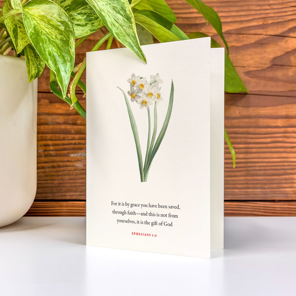 Ephesians 2:8 Bible verse greeting card with envelope