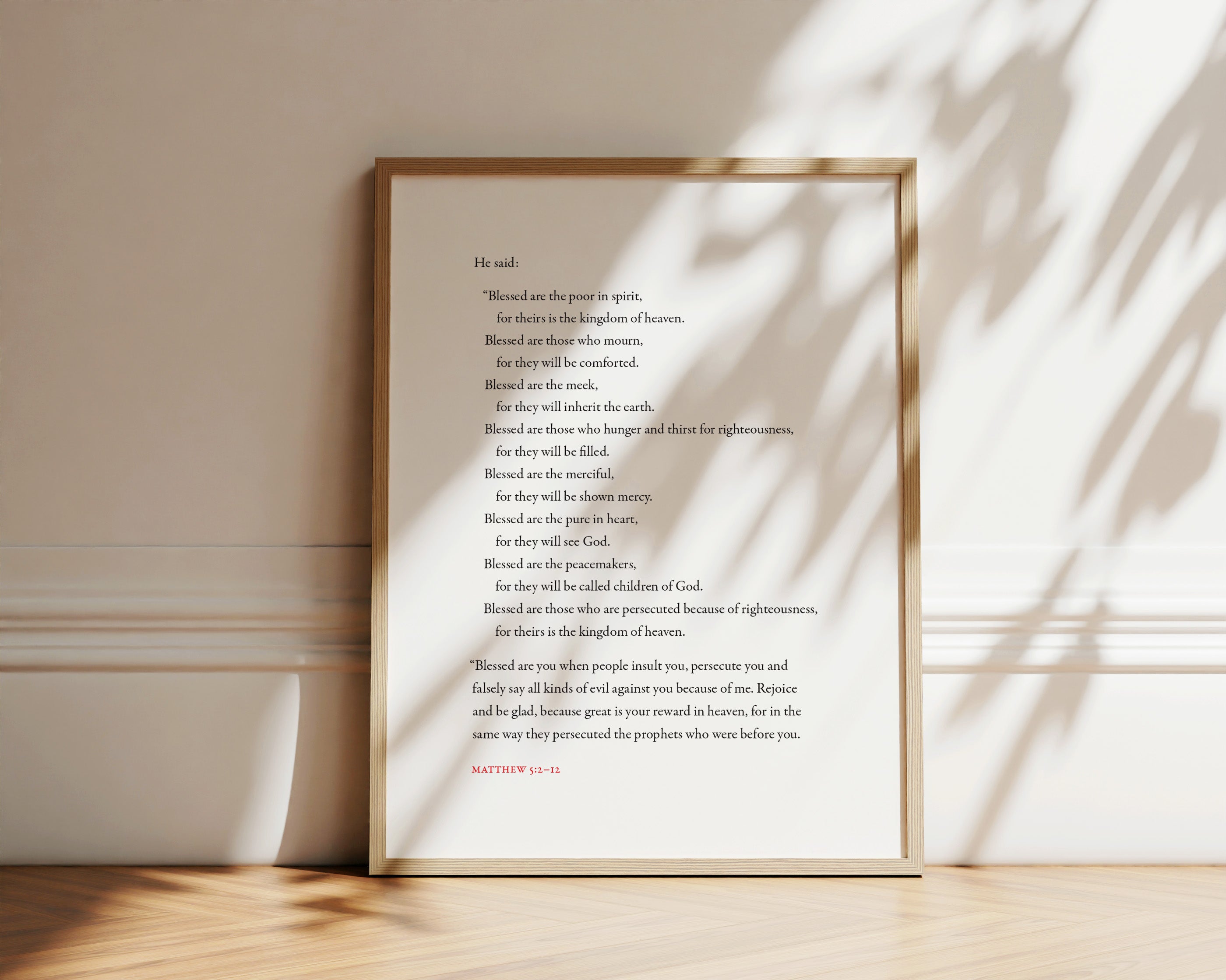 Matthew 5:2–12, The Beatitudes—Scripture Wall Print