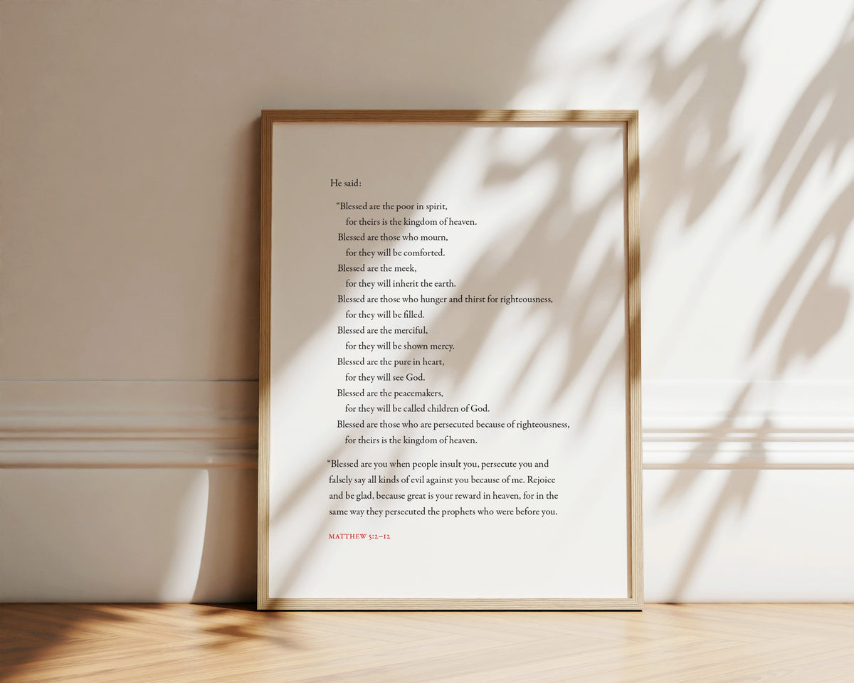 Matthew 5:2-12 The Beatitudes Bible verse wall print