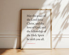 2 Corinthians 13:14 Grace, Love and Fellowship Bible verse wall print