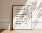 Ephesians 2:8 Saved by Grace Bible verse wall print