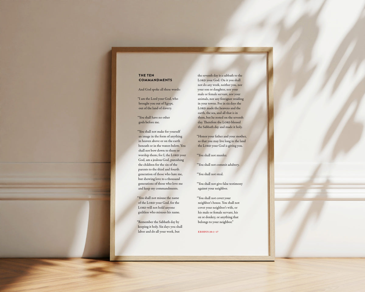 Exodus 20:1-17 Ten Commandments Bible verse wall print