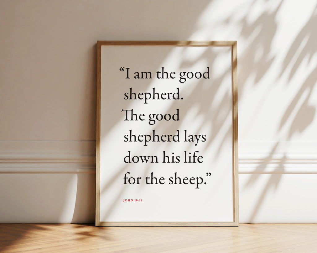 John 10:11 The Good Shepherd Bible verse wall print