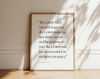 Numbers 6:24-26 The Lord Bless You Bible verse wall print