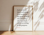 Romans 8:28 All Things Work Together Bible verse wall print