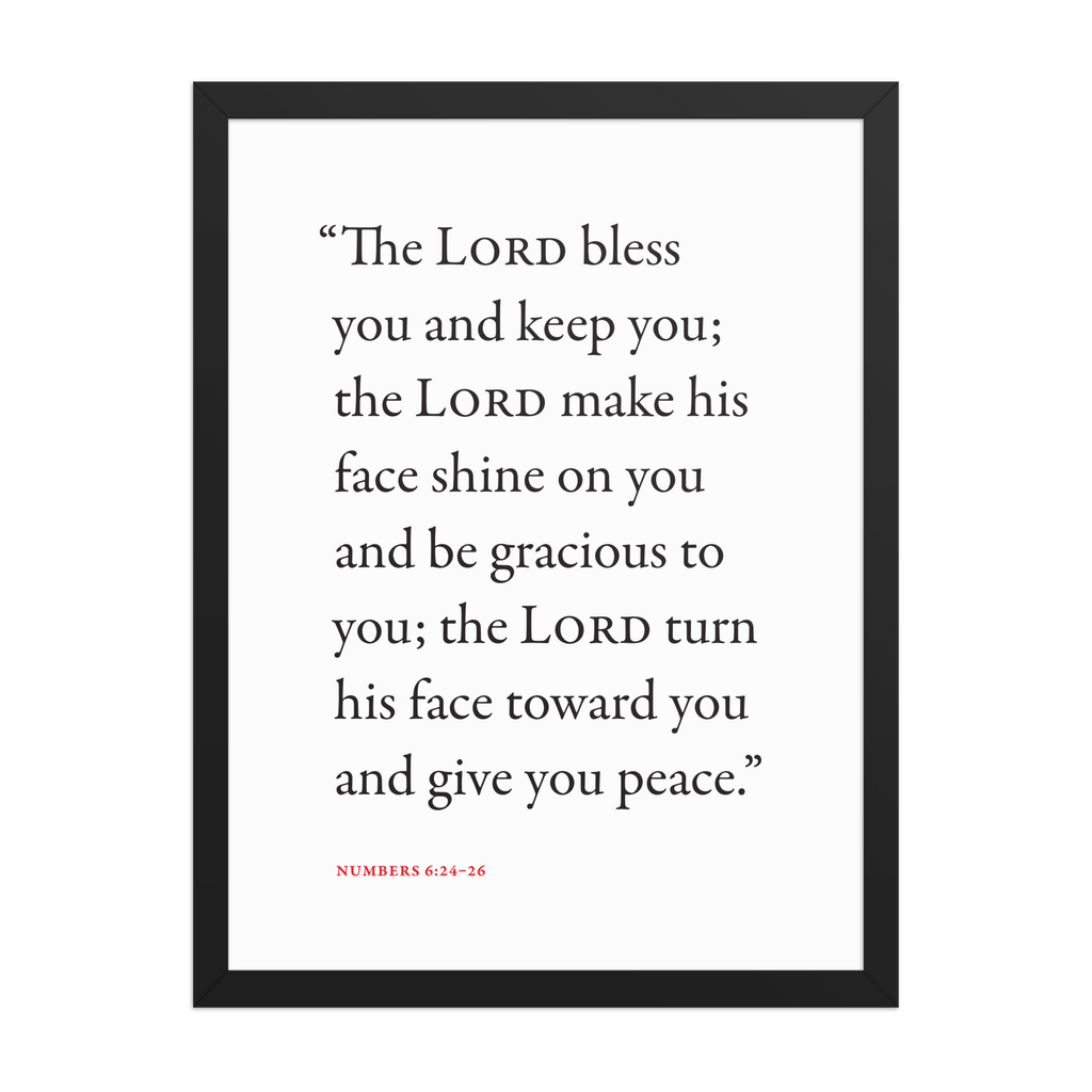 Numbers 6:24-26 Bible verse wall print in black frame