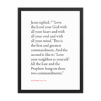 Matthew 22:37-40 Bible verse wall print in black frame