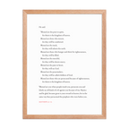 Matthew 5:2-12 Bible verse wall print in red oak frame