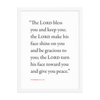 Numbers 6:24-26 Bible verse wall print in white frame
