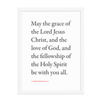 2 Corinthians 13:14 Bible verse wall print in white frame